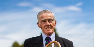 28.01.23 The Age Booking:222662 Kooyong Photo shows Australian tennis legend,Ken Rosewall at the Kooyong Lawn Tennis Club. Photo:Scott McNaughton/ The Age