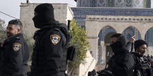 Israeli police secure the Al-Aqsa Mosque compound.