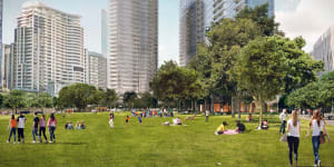 Hickson Park at Barangaroo will be one hectare of public parkland,similar in size to the renowned Bryant Park in front of the New York Public Library.