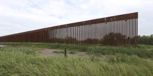A border wall section stands near La Grulla,Texas.