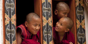 Young Buddhist monks in Bhutan.