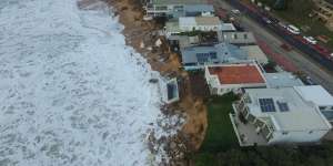 The row of waterfront homes at Collaroy badly affected by the storm. 