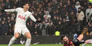 Son Heung-min scores Tottenham’s second.