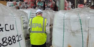 Stockpiles of soft plastic inside a Melbourne warehouse in December.