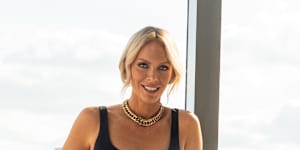 Australian designer Rebecca Vallance-Gasan between meetings with buyers at New York Fashion Week in September.