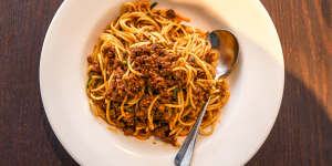 Triple threat:Spaghetti bolognese made with pork,veal and beef.