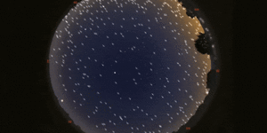 A simulation showing the position (not appearance) of Starlink satellites in the night sky. 