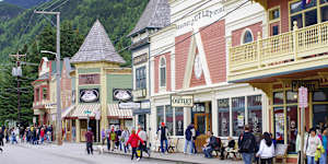 Colourful shops in Skagway.