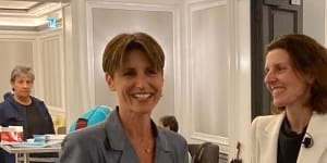 Former ABC presenter Emma Alberici was emcee at Allegra Spender’s campaign launch on Thursday.