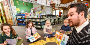 Students learn to read with phonics. 