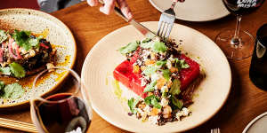 Compressed watermelon salad at Lona Misa.