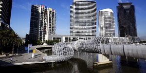Unit rents in Docklands have jumped by 20 per cent over the past year.