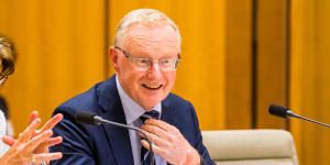 Governor Philip Lowe at the Senate economics committee at Parliament House in Canberra on Wednesday.