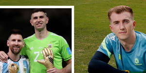Joe Gauci. Inset:Emiliano Martinez and Lionel Messi. 