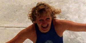 Maggi,who raced on the first day that women competed in Bondi Icebergs swimming races in 1995. Seen here at the pool in 1996. 