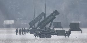 The drive to accelerate missile production in Australia comes in part from the demands of the Ukraine war. Pictured,Patriot missile launchers in Poland last year. 