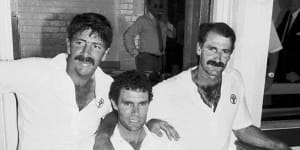 From left:Rod Marsh,Greg Chappell and Dennis Lillee during their last Test for Australia.