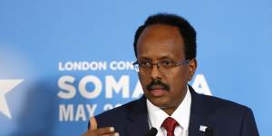 President Mohamed Abdullahi Mohamed,pictured,accused the PM of stealing land.