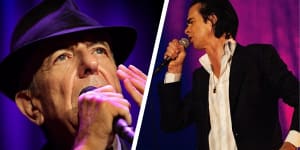 For music with melancholy,no look further than Leonard Cohen and Nick Cave.