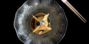Scallop ravioli from the omakase menu at Sokyo at The Star.