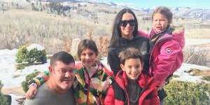 Erica with her children,Indigo,Jackson and Emmanuelle,and their father,James Packer,in Aspen in 2017.
