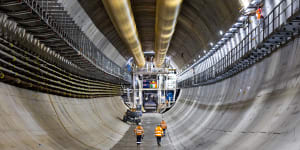 Two massive boring machines similar to those used for Melbourne’s Westgate Tunnel,pictured,will be used by Acciona.