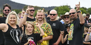 Mulletfest organiser Laura Johnson (far left) with some of this year’s contestants. 