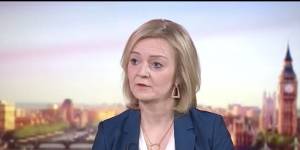 Foreign Secretary Liz Truss appears on the BBC’s Sunday Morning,Sunday,February 25,2022.