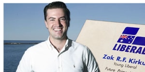 The business card WA Liberal leadership contender Zak Kirkup mailed to Gary Adshead as a teenager after handing one like it to then Prime Minister John Howard in the early 2000s.