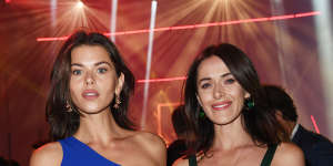 Georgia and Kate Fowler at the Cartier party under the Anzac Bridge on Thursday.