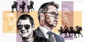 There is unrest in Victorian racing ahead of the 2023 spring carnival,with billionaire and thoroughbred owner Jonathan Munz (right) and Racing Victoria CEO Andrew Jones key figures.