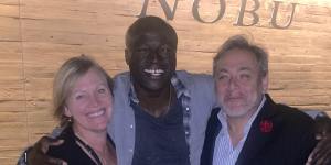 Former executive producer of The Voice Julie Ward with Seal and Adrian Swift in Los Angeles.