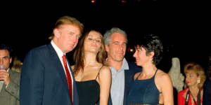 Then real estate developer Donald Trump and his wife-to-be,Melania Knauss,with Jeffrey Epstein and Ghislaine Maxwell at the Mar-a-Lago club in Palm Beach,Florida,in 2000.