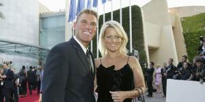 Shane and Simone Warne in 2002 at the Laureus Sport for Good Foundation dinner in Monte Carlo.