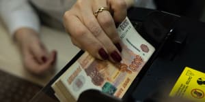 Since the start of the invasion of Ukraine the rouble has plunged by almost 40 per cent against the US dollar.