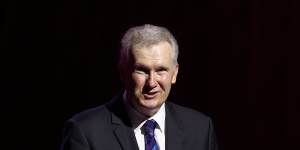 Arts Minister Tony Burke speaks at the state memorial service.
