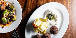 Falafel with tahini,pickles and zhoug.