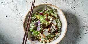 Green tofu bibimbap.