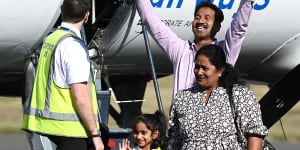 The moment the family finally arrive back in Biloela after over four years in immigration detention.