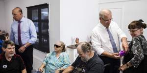 Home Affairs Minister Peter Dutton and Prime Minister Scott Morrison campaign in Dickson in late January. 