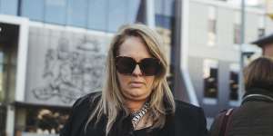 Kallista Mutten leaves the NSW Supreme Court on Monday.