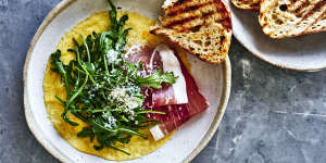 Frittatine with prosciutto,rocket and parmesan.