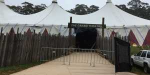 A blocked-off entrance to the festival's Grand Theatre,where the crush happened.