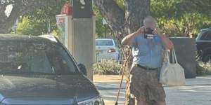 The Fowlers allege this man took their Keep the Sheep signs from their Bradshaw Street home twice in a week. Image altered to remove identifying characteristics.