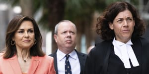 Lisa Wilkinson and her barrister Sue Chrysanthou,SC,right,outside the Federal Court in Sydney on Thursday.