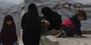 Some of the women and children in the foreign annex of the Al Hol camp in Syria in 2019.