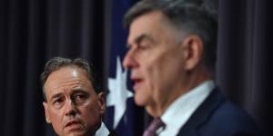 Federal Health Minister Greg Hunt and Chief Medical Officer Brendan Murphy address the media on January 31. The following day would prove pivotal.