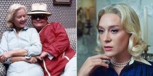Truman Capote and C.Z. Guest in June 1976. Chloe Sevigny as Guest in Feud.
