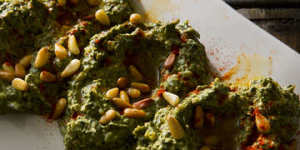 Spinach,yoghurt and pine nut dip.