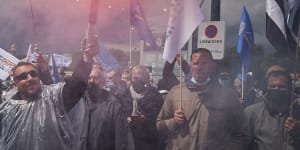 ‘You must help us’:French police hold emotional rally at Parliament